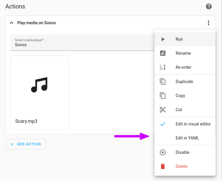 Automation menu